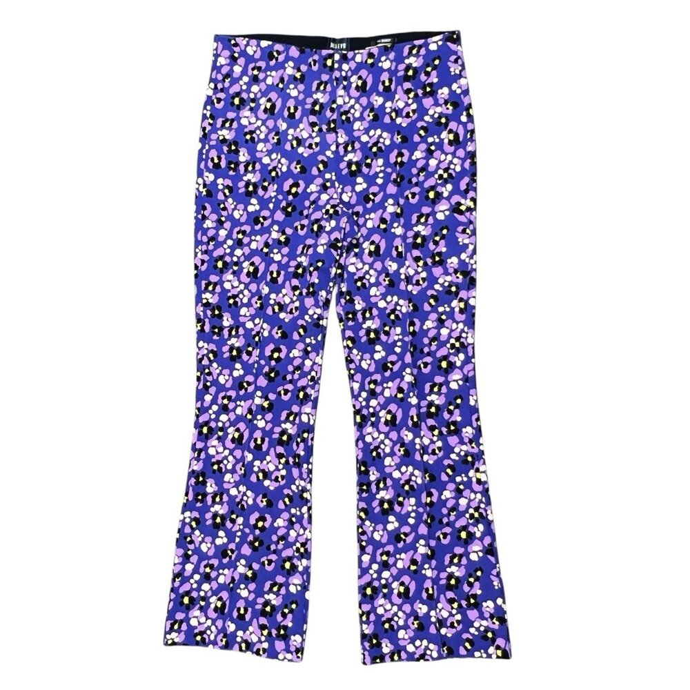 Maeve Anthropologie The Margot Flare Crop Pants Large Sz Purple Stretch Pull On - Picture 3 of 10